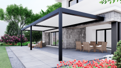 pergola HOME SUN, version ADOSSÉE 2 modules lames parallèles